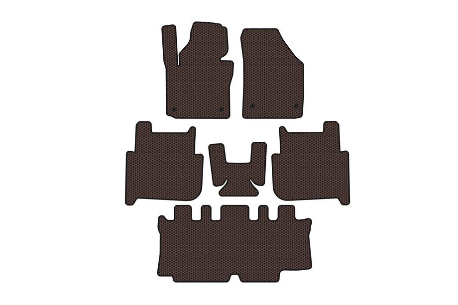 Volkswagen Touran 2003-2010 Dywaniki gumowe Carsuit (3 rzędy, 2006-2010, 7-osobowy, brązowe) Image
