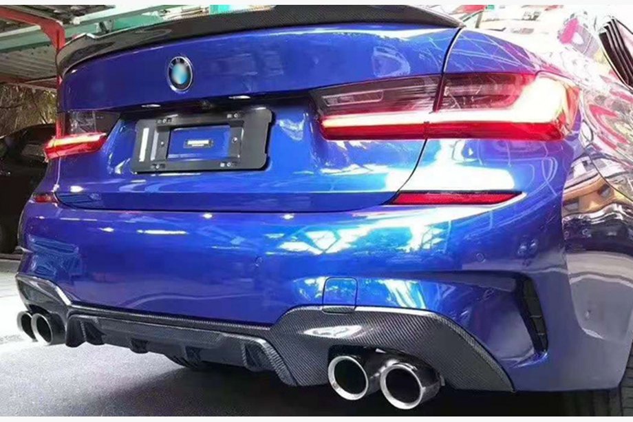 BMW 3 Series G20/G21 2018- Dyfuzor tylnego zderzaka (do M-Sport 2018-2022, pod prostokątne końcówki wydechu, ABS) Image
