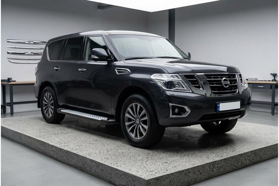 Nissan Patrol Y62 2010-2024 Progi boczne Allmond Grey (2 szt., aluminium) Zdjęcia 1