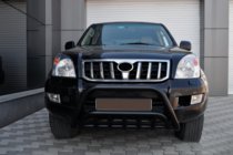 Toyota Land Cruiser Prado 120 2002-2009 Niski orurowanie przednie WT002 Czarny (Stal nierdzewna) zdjęcia 2