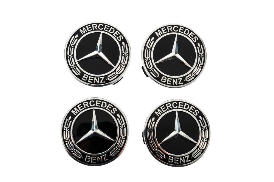 Mercedes-Benz Dekielki na felgi 71/75 mm bez pierścienia (zestaw 4 szt, czarne V5) Image