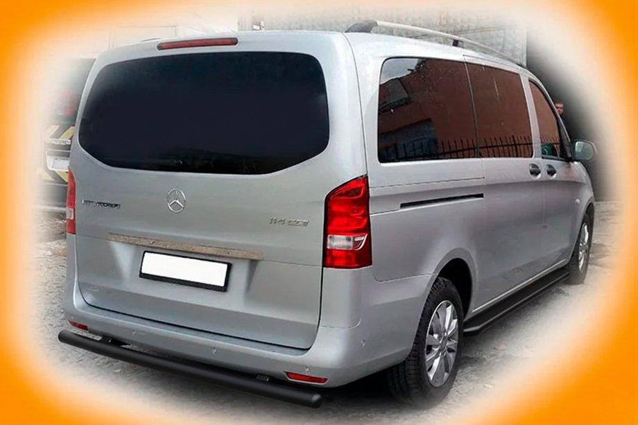 Mercedes Vito/V-class W447 2014- Tylny Ochraniacz AK002 Czarny (Stal Nierdzewna) Zdjęcia 2