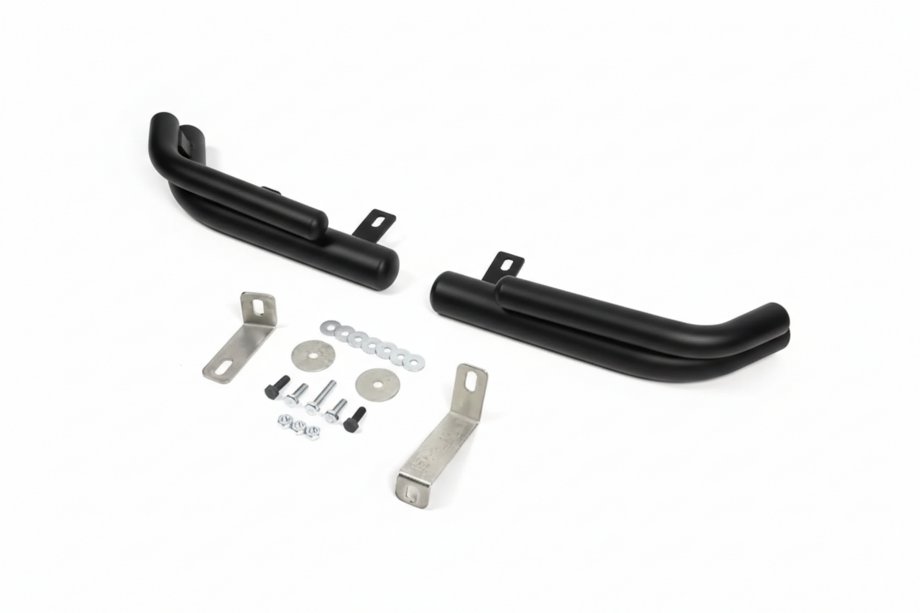 Hyundai Santa Fe 2 2006-2012 Tylne podwójne narożne rury AK003 Double Black (stal nierdzewna) Image