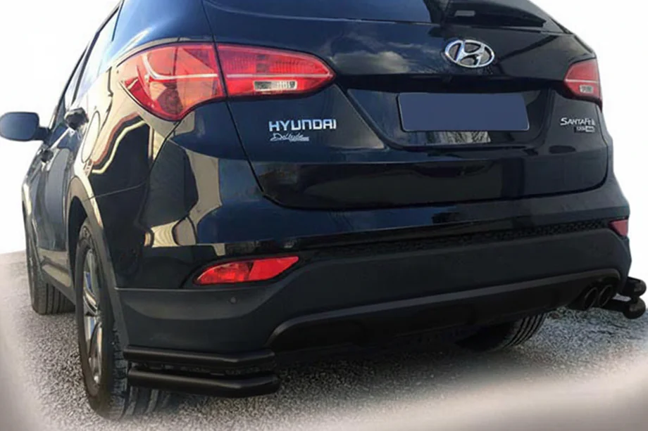 Hyundai Santa Fe 3 2012-2018 Tylne Narożniki AK-003 Podwójne Black (Stal Nierdzewna) Image