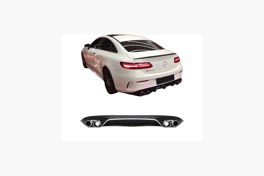 Mercedes E-class coupe C238 2016-2024 Tylny Dyfuzor Black z Końcówkami Chrome (Design AMG53) Zdjęcia 3