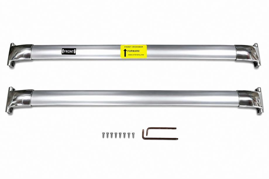 Lexus LX570/450d 2008-2022 Belki poprzeczne bagażnika dachowego na relingi zintegrowane OEM (2 szt.) Chrom Zdjęcia 2