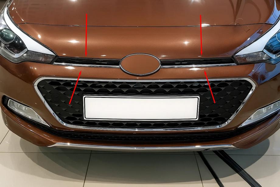 Hyundai I-20 2014-2020 Nakładki na Grilla 2014-2018 (2 szt, stal nierdzewna) Image
