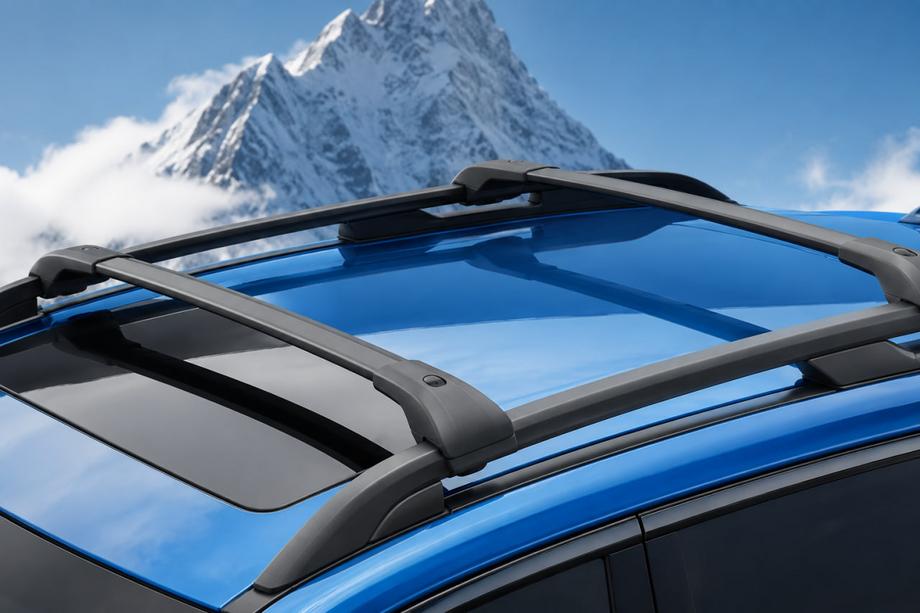 Subaru Forester 2018-2024 Belki poprzeczne bagażnika dachowego czarne na relingi OEM (Aluminium) Image