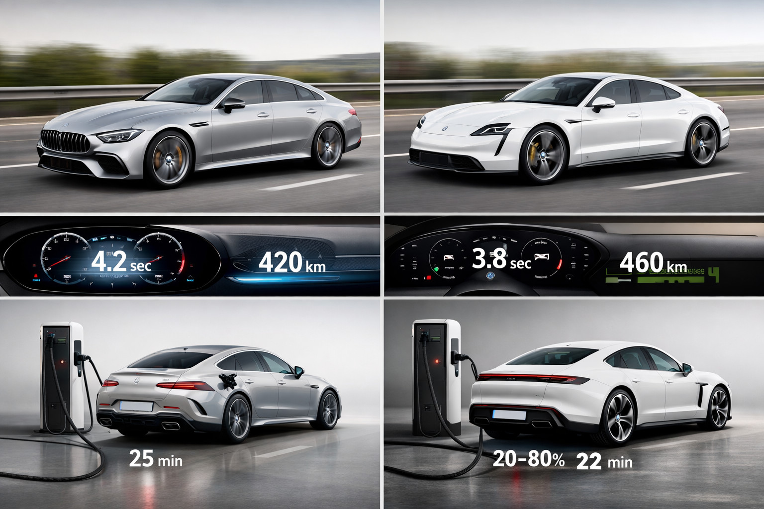 Mercedes-AMG GT 53 kontra Porsche Taycan 4S: zasięg, osiągi i ładowanie