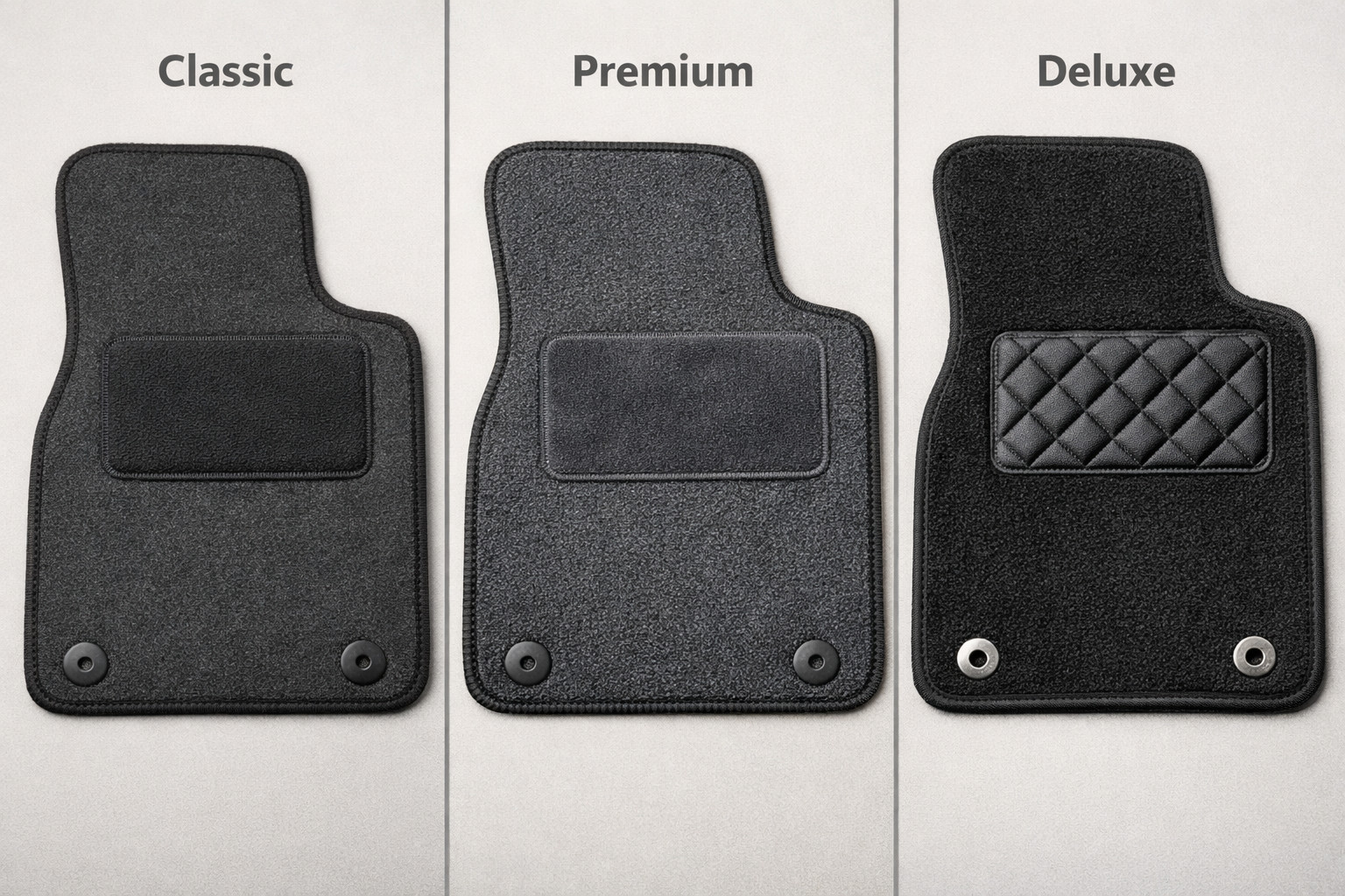 Dywaniki tekstylne Classic, Premium czy Deluxe: który poziom wybrać