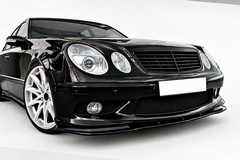 Mercedes E-class W211 2002-2009 Przedni splitter lip DPT (do AMG, 2002-2006, czarny połysk) Zdjęcia 1