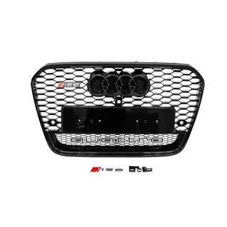 Przedni czarny grill w stylu RS z napisem Quattro (2011-2014, pod kamerę) zdjęcia 1