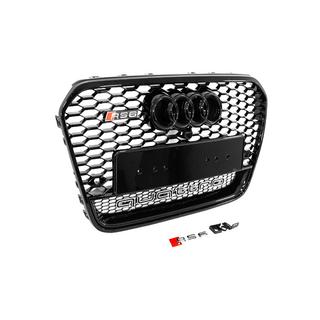 Przedni czarny grill w stylu RS z napisem Quattro (2011-2014, pod kamerę) zdjęcia 3