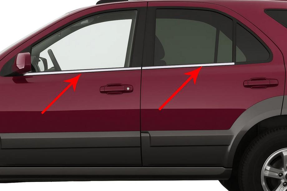 Kia Sorento I BL 2002-2009 Listwy ozdobne okien nierdzewne (4 szt) Carmos - Turecka Stal Nierdzewna Image