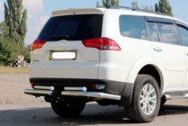 Mitsubishi Pajero Sport 2008-2015 Tylny ochraniacz AK003-Special (2 szt., stal nierdzewna) zdjęcia 1