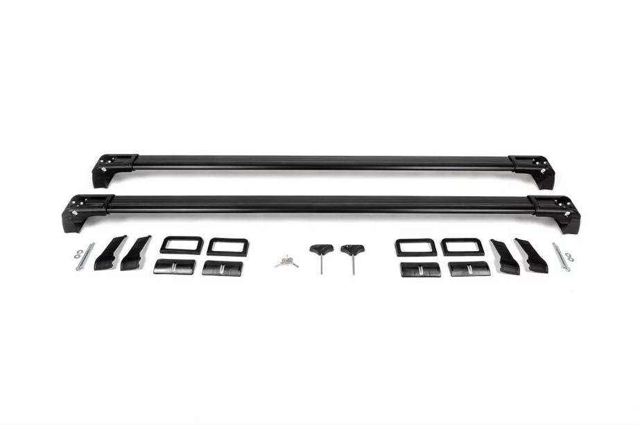 Mercedes Viano 2004-2014 Belki poprzeczne bagażnika dachowego do fabrycznych punktów montażu, zamykane na klucz (2 szt.) Szary Zdjęcia 3
