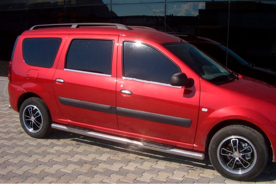 Dacia Logan MCV 2004-2014 Rury Boczne (2 szt., Stal Nierdzewna) 70 mm, z wstawkami plastikowymi Image