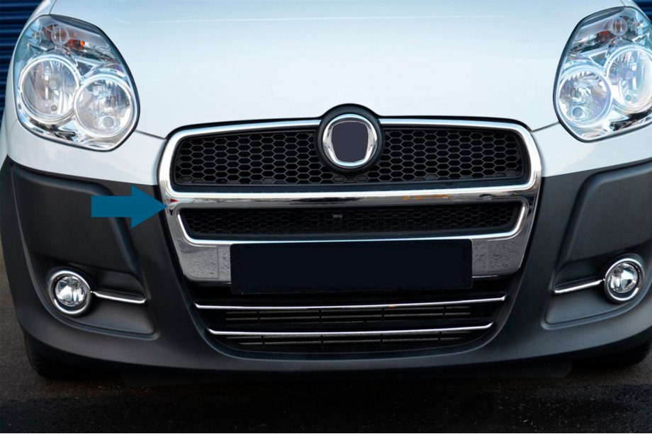 Fiat Doblo II 2010-2022 Nakładki na grill (2010-2015, komplet, stal nierdzewna) Carmos - Turecka Stal Nierdzewna Zdjęcia 3