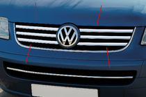 Volkswagen T5 Multivan 2003–2010 Chromowane Nakładki na Grill (6 szt, Stal Nierdzewna) zdjęcia 1