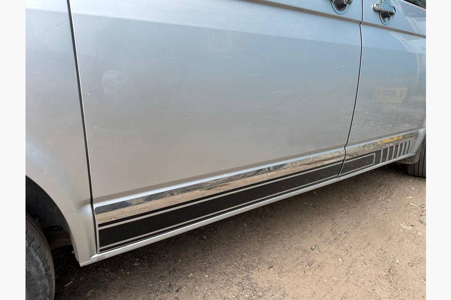 Volkswagen T5 2010-2015 Listwy Drzwiowe Stal Nierdzewna Chrom 2 Drzwi, Krótki Rozstaw Osi, OmsaLine - Włoska Stal Nierdzewna Zdjęcia 9