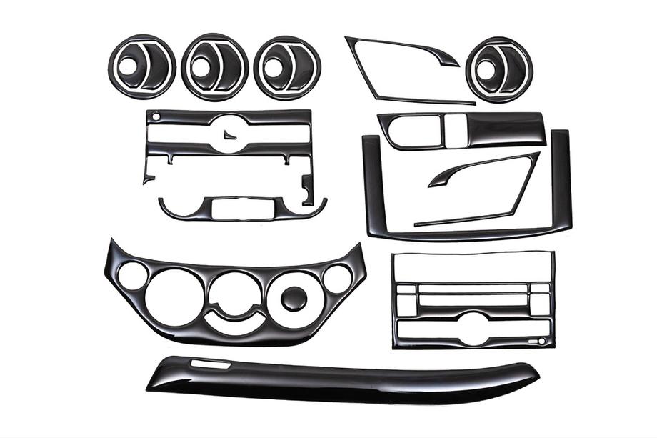 Chevrolet Aveo T250 2005-2011 Nakładki na deskę rozdzielczą (Duży zestaw) Czarny Piano Zdjęcia 3
