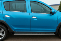 Renault Sandero 2007-2013 Zewnętrzne listwy okienne stal nierdzewna (4 szt.) OmsaLine - Włoska Stal Nierdzewna zdjęcia 1