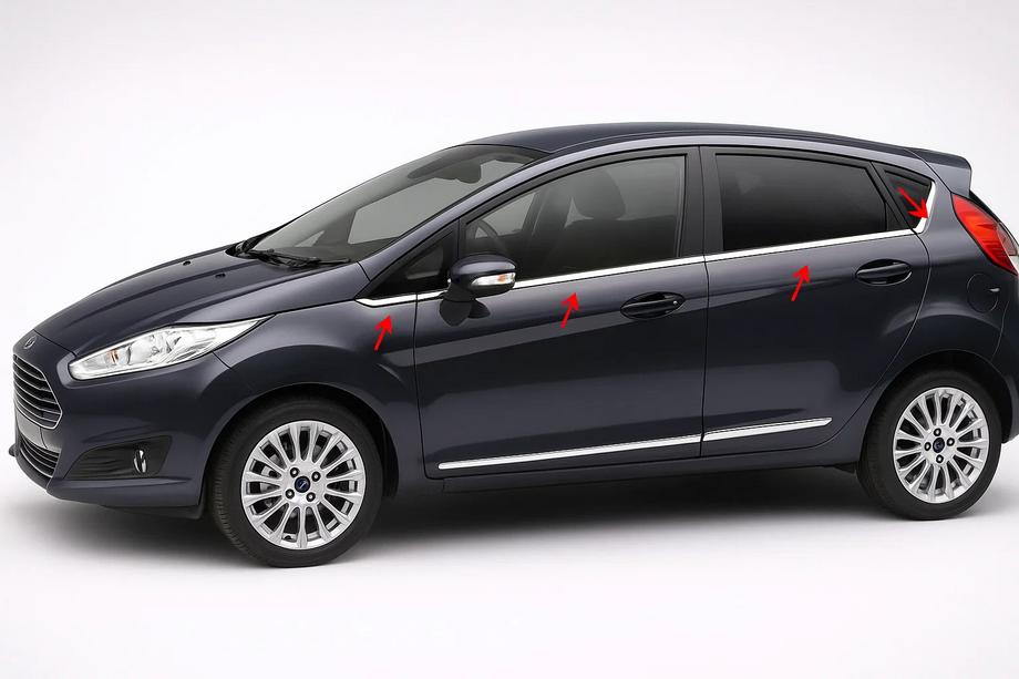 Ford Fiesta 2008-2017 Listwy okienne stal nierdzewna (8 szt.) Image