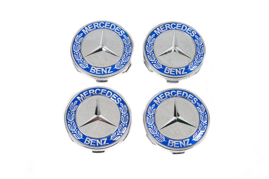 Mercedes-Benz Dekielki na felgi 71/75 mm bez pierścienia (4 szt, niebieskie V2) Zdjęcia 3