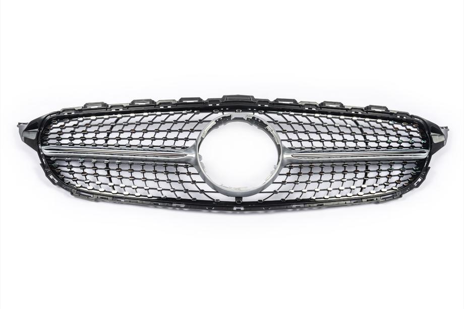 Mercedes C-class W205 2014-2021 Przedni Grill Diamond Silver (do Avantgarde/AMG-Line/C43 AMG) Zdjęcia 10