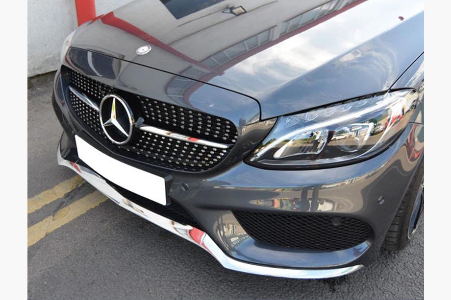 Mercedes C-class W205 2014-2021 Przedni Grill Diamond Silver (do Avantgarde/AMG-Line/C43 AMG) Zdjęcia 16