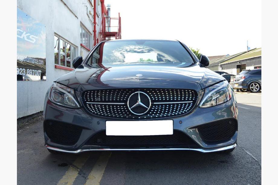 Mercedes C-class W205 2014-2021 Przedni Grill Diamond Silver (do Avantgarde/AMG-Line/C43 AMG) Zdjęcia 19