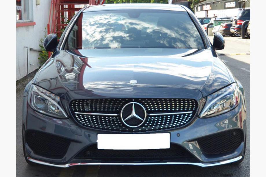 Mercedes C-class W205 2014-2021 Przedni Grill Diamond Silver (do Avantgarde/AMG-Line/C43 AMG) Zdjęcia 20