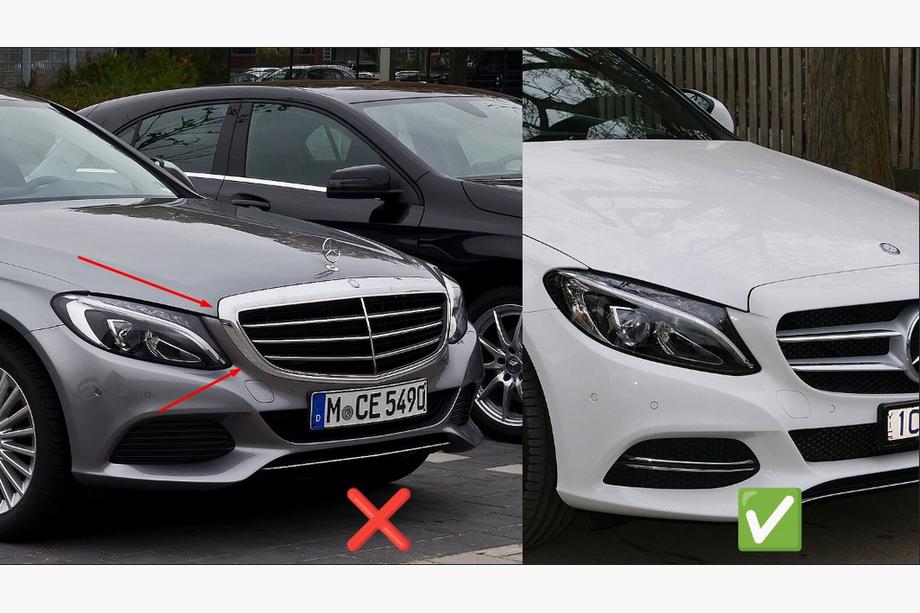 Mercedes C-class W205 2014-2021 Przedni Grill Diamond Silver (do Avantgarde/AMG-Line/C43 AMG) Zdjęcia 6
