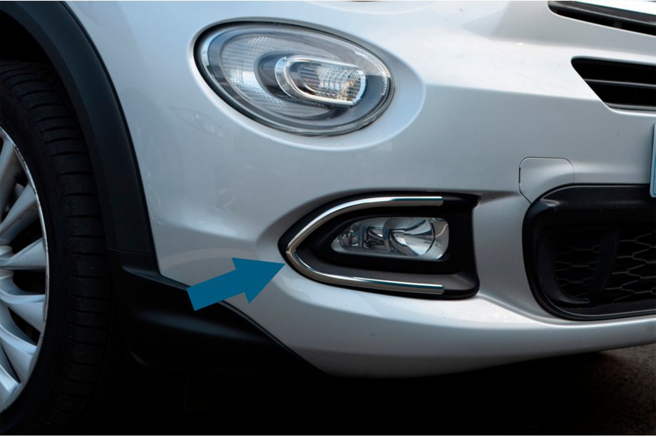 Fiat 500X 2014-2024 Nakładki na Światła Przeciwmgielne (Stal Nierdzewna) Image