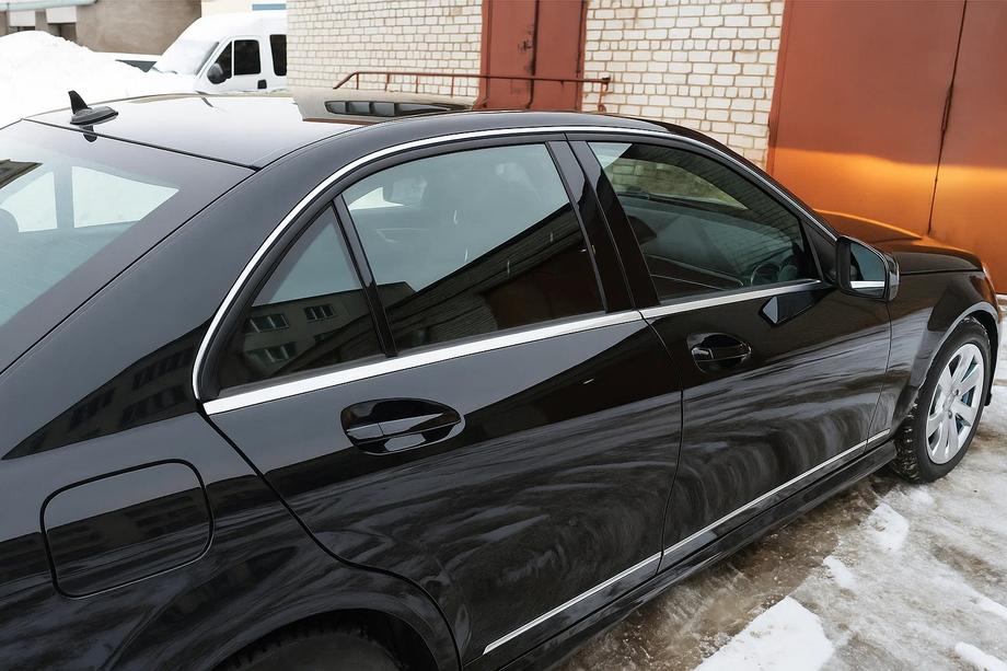 Mercedes C-class W204 2007-2015 Chromowane nakładki na listwy szyb (6 szt, stal nierdzewna) Image