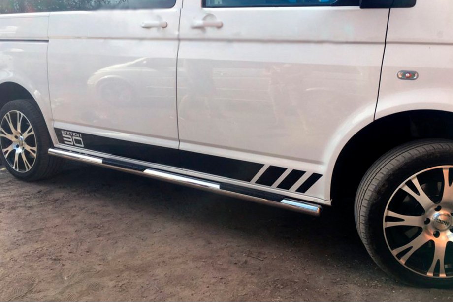 Volkswagen T6 2015-2024 Rury Boczne (2 szt., Stal Nierdzewna) 70mm, Długa Baza Zdjęcia 3