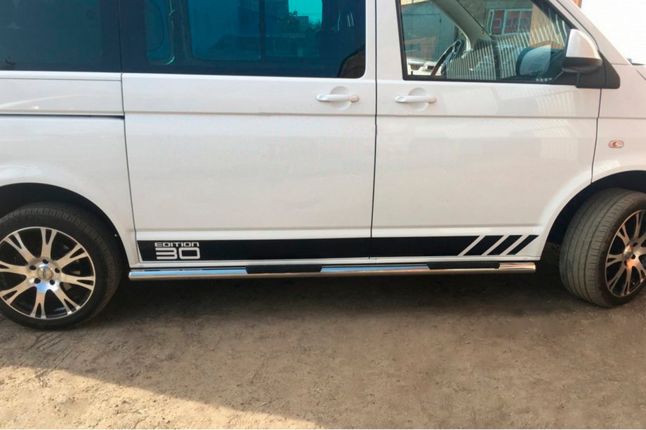Volkswagen T6 2015-2024 Rury Boczne (2 szt., Stal Nierdzewna) 70mm, Długa Baza Zdjęcia 11