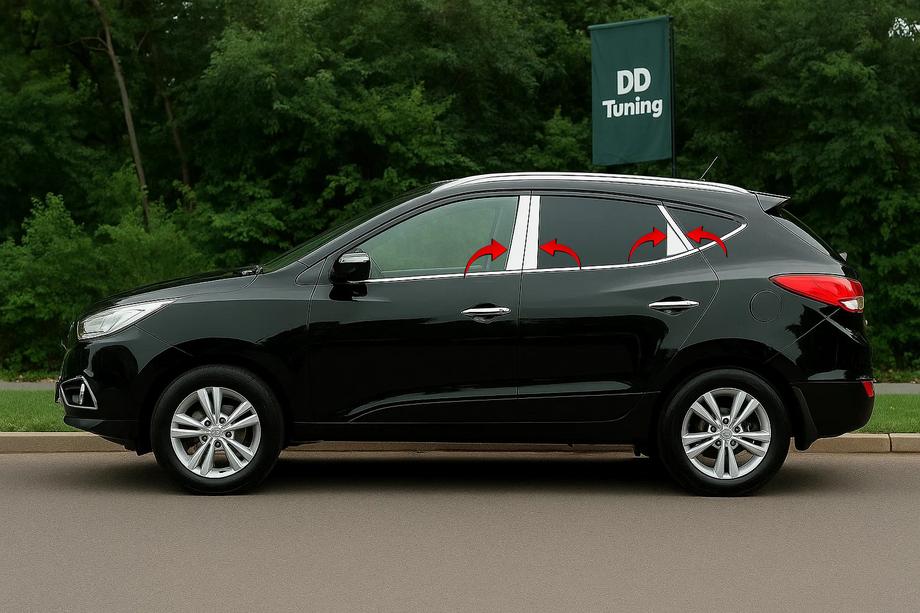 Hyundai IX-35 2010-2015 Listwy Słupków Drzwi ze Stali Nierdzewnej (8 szt.) Image