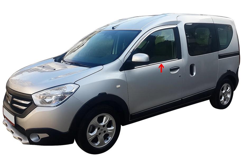 Dacia Dokker 2013-2022 Listwy ozdobne szyb (2 szt., stal nierdzewna) OmsaLine - Włoska Stal Nierdzewna Image