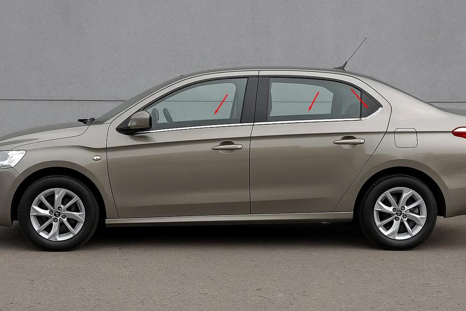 Peugeot 301 2012- Obramowanie Szyb Stal Nierdzewna 6 szt, Carmos (z wycięciem) Zdjęcia 10