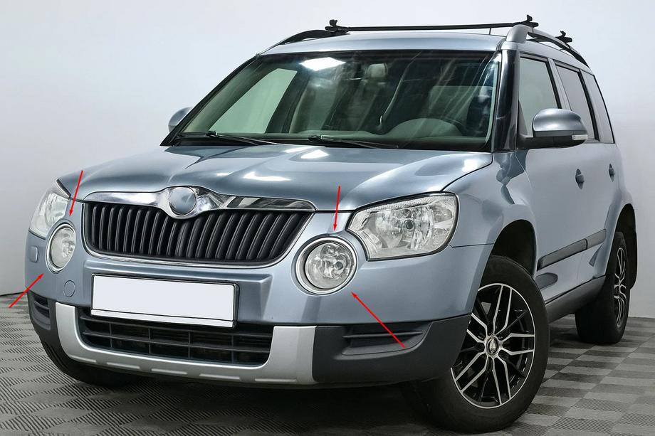 Skoda Yeti 2009-2017 Chromowane Nakładki na Światła Przeciwmgielne (2009-2013, 2 szt., Stal Nierdzewna) Image