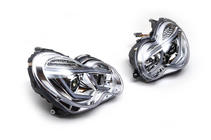Mercedes C-class W203 2000-2007 Reflektory przednie z LED światłami do jazdy dziennej (2 szt.) Przyciemniane zdjęcia 3