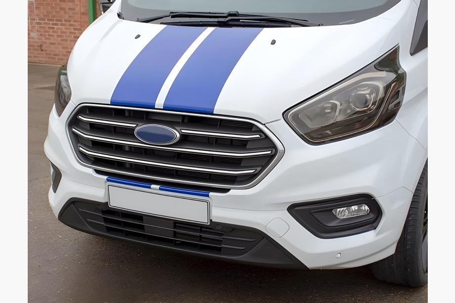 Ford Custom 2013-2022 Chromowane Nakładki na Grill 2018+ (4 szt., Stal Nierdzewna) Image