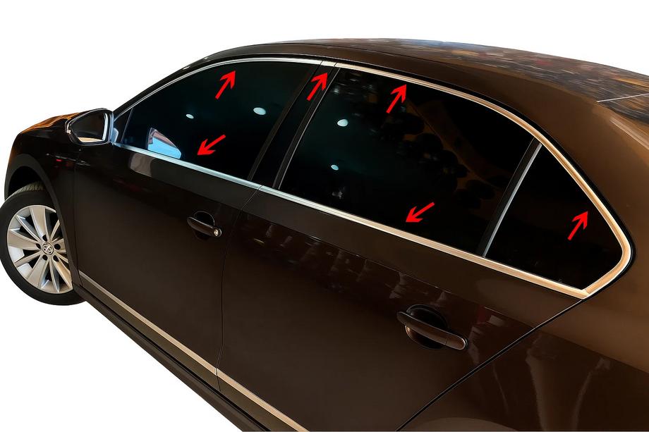 Volkswagen Jetta 2011-2018 Kompletne listwy ozdobne okien stal nierdzewna (12 szt.) Carmos - Turecka Stal Nierdzewna Image