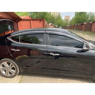 Deflektory szyb z listwą chromowaną (4 szt, Niken) Hyundai Elantra (AD) 2015-2020 zdjęcia 1