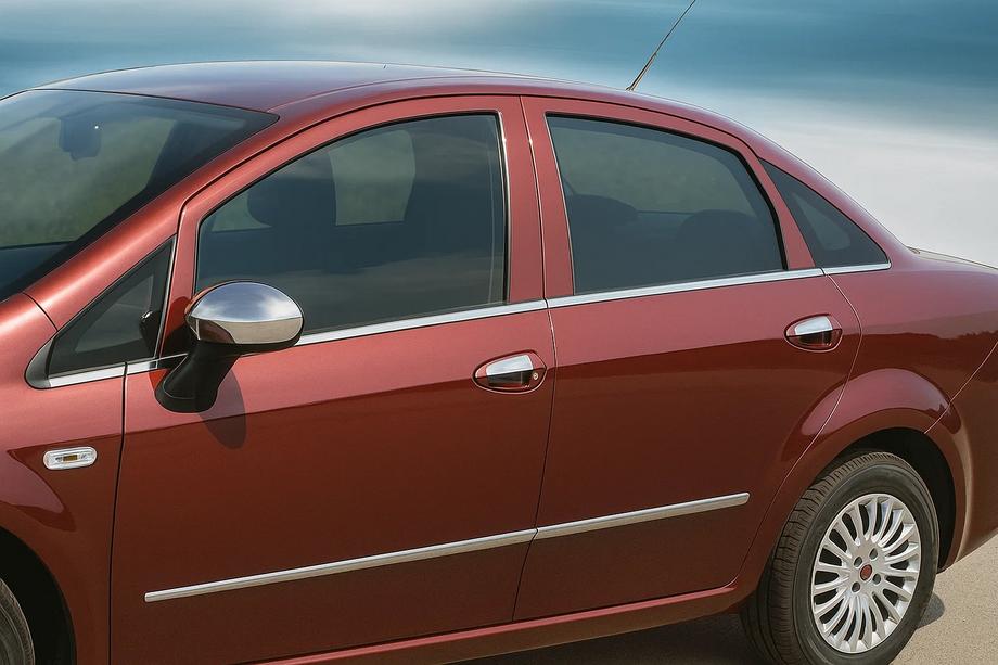 Fiat Linea 2006-2018 Zewnetzne listwy okien nierdzewne (8 szt.) OmsaLine - Włoska Stal Nierdzewna Image
