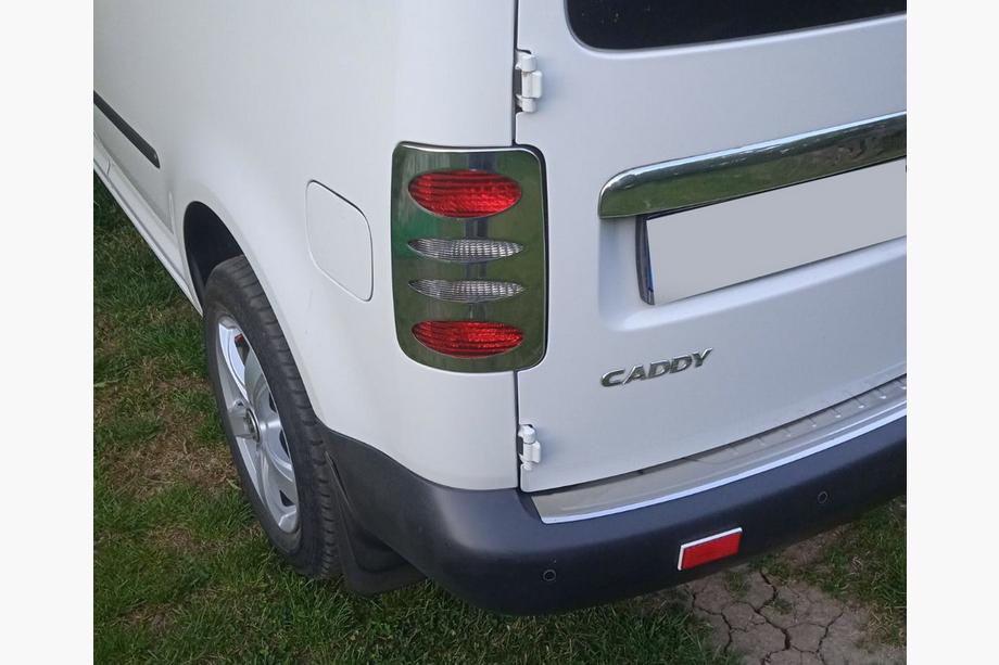 Volkswagen Caddy 2004-2010 Chromowane Nakładki na Lampy Tylne V2 (2 szt., Stal Nierdzewna) Carmos - Turecka Stal Nierdzewna Image