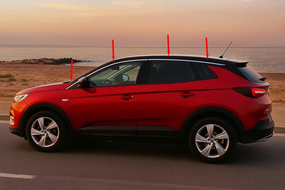 Opel Grandland X 2017- Górne Listwy Szyb Stal Nierdzewna (8 szt.) Image