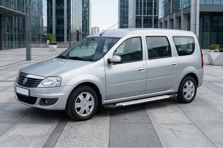 Renault Logan MCV 2005-2013 Progi Boczné Allmond Grey (2 szt., Aluminium) Image