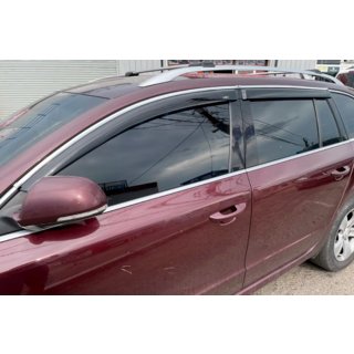 Deflektory szyb z listwą chromowaną SW (4 szt, HIC) Skoda Superb 2009-2015 zdjęcia 1